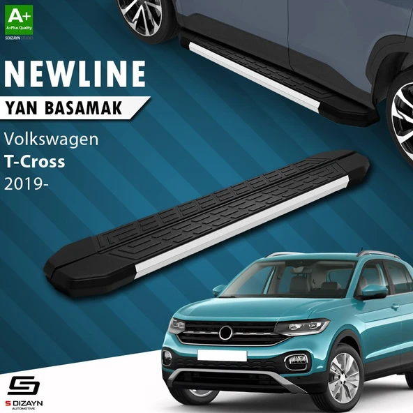 S-Dizayn VW T-Cross NewLine Aluminyum Yan Basamak 173 Cm 2019-2023 A+ Kalite ürün görseli 1