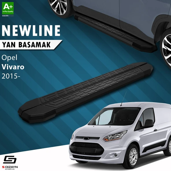 S-Dizayn Opel Vivaro B Uzun Şase NewLine Siyah Yan Basamak 263 Cm 2015-2018 A+ Kalite ürün görseli 1