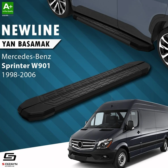 S-Dizayn Mercedes Sprinter W901 Orta Şase NewLine Siyah Yan Basamak 263 Cm 1998-2006 A+ Kalite ürün görseli 1
