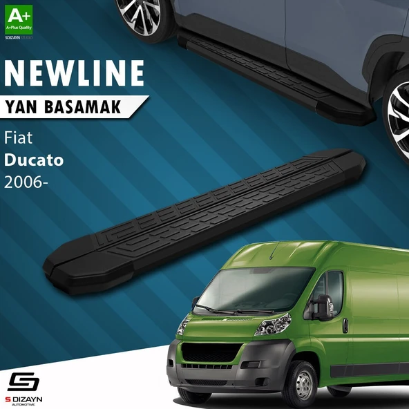 S-Dizayn Fiat Ducato 3 Kısa Şase NewLine Siyah Yan Basamak 203 Cm 2006-2014 A+ Kalite ürün görseli 1