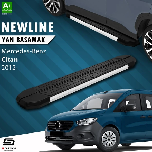 S-Dizayn Mercedes Citan Uzun Şase NewLine Aluminyum Yan Basamak 223 Cm 2012-2021 A+ Kalite ürün görseli 1