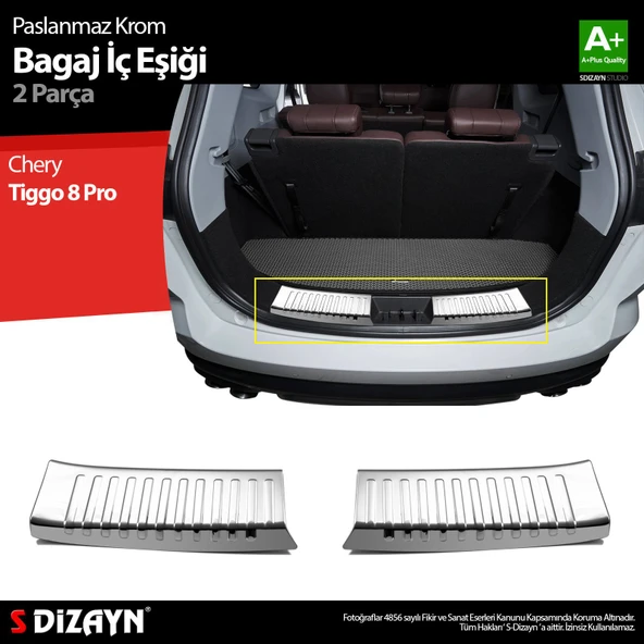 S-Dizayn Chery Tiggo 8 Pro Krom Bagaj İç Eşiği 2022 Üzeri A+ Kalite ürün görseli 1