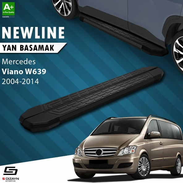 S-Dizayn Mercedes Viano W639 Kısa Şase NewLine Siyah Yan Basamak 233 Cm 2004-2014 A+ Kalite ürün görseli 1