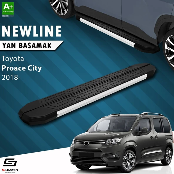 S-Dizayn Toyota Proace City Uzun Şase NewLine Aluminyum Yan Basamak 213 Cm 2018 Üzeri A+ Kalite ürün görseli 1