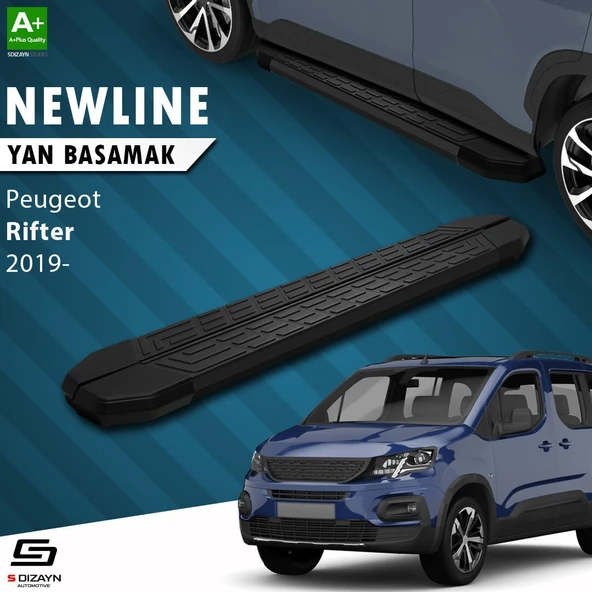 S-Dizayn Peugeot Rifter Uzun Şase NewLine Siyah Yan Basamak 213 Cm 2019 Üzeri A+ Kalite ürün görseli 1