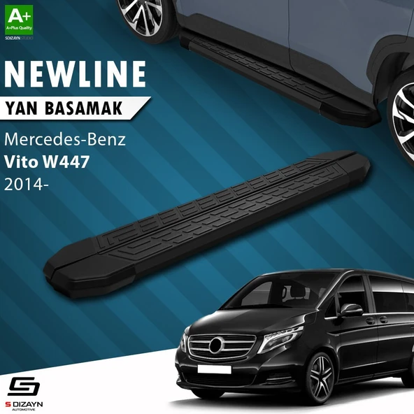 S-Dizayn Mercedes Vito W447 Kısa Şase NewLine Siyah Yan Basamak 233 Cm 2014 Üzeri A+ Kalite ürün görseli 1