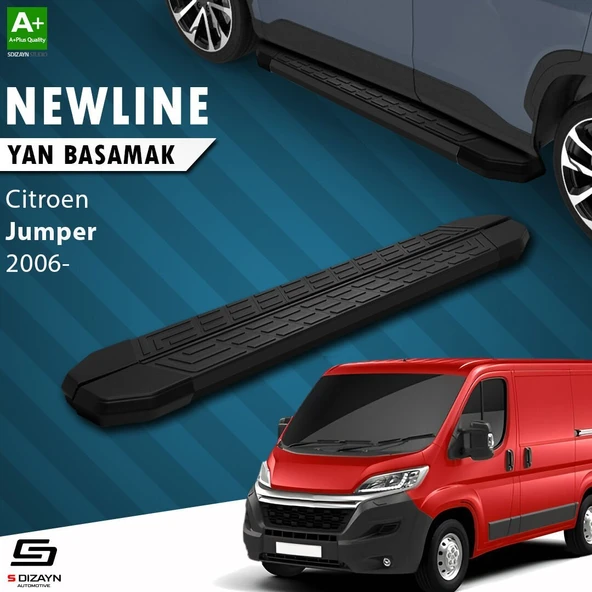 S-Dizayn Citroen Jumper 3 Kısa Şase NewLine Siyah Yan Basamak 203 Cm 2006-2022 A+ Kalite ürün görseli 1