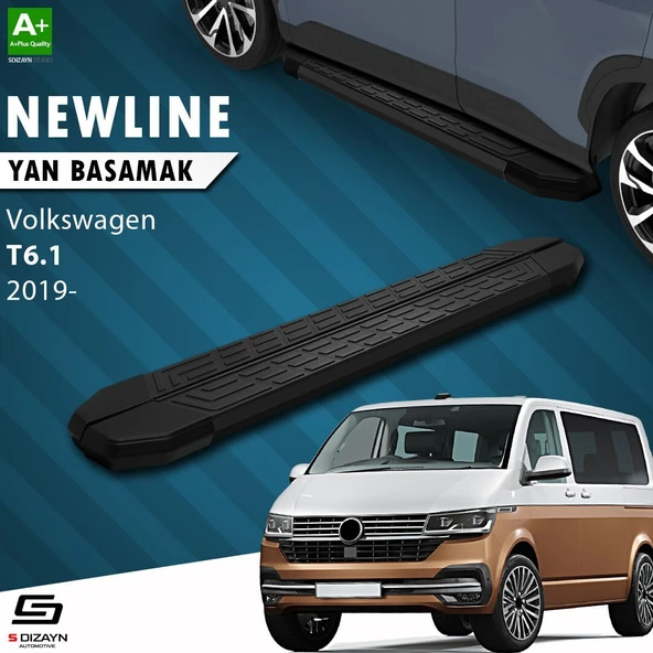 S-Dizayn VW Transporter T6.1 Kısa Şase NewLine Siyah Yan Basamak 213 Cm 2019-2025 A+ Kalite ürün görseli 1