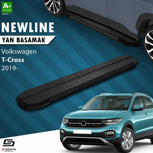 S-Dizayn VW T-Cross NewLine Siyah Yan Basamak 173 Cm 2019-2023 A+ Kalite ürün görseli 1