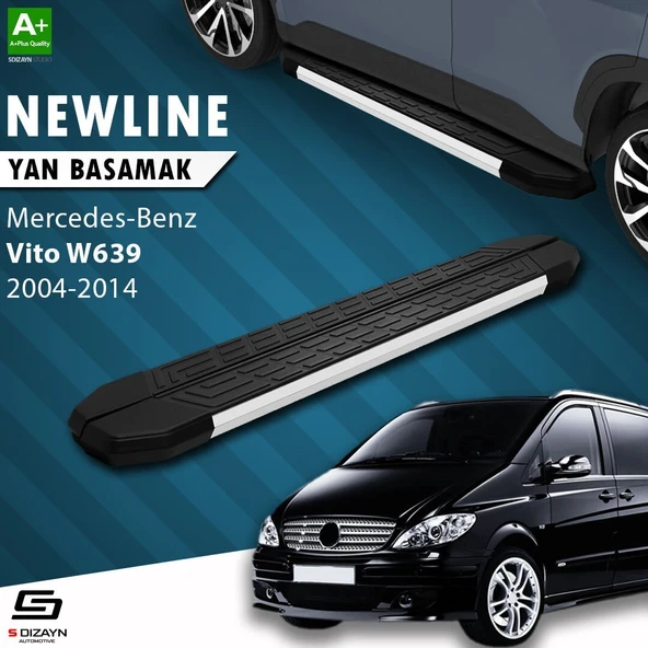 S-Dizayn Mercedes Vito W639 Uzun Şase NewLine Aluminyum Yan Basamak 253 Cm 2004-2014 A+ Kalite ürün görseli 1