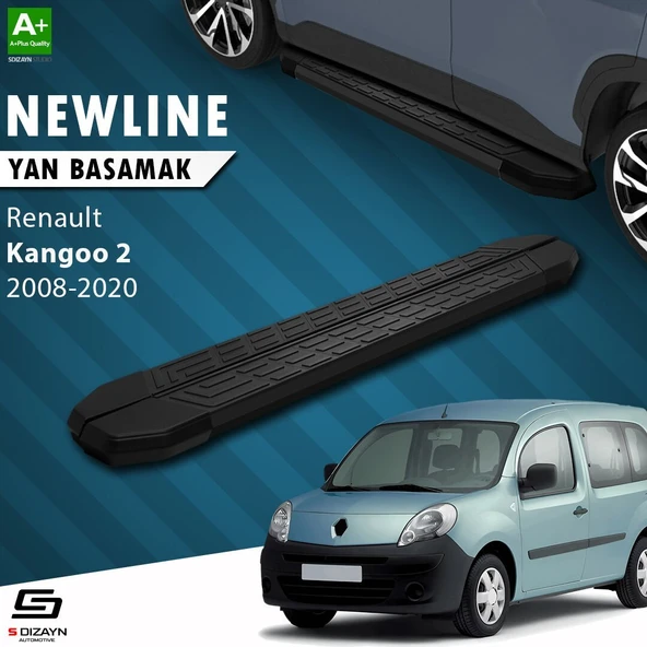 S-Dizayn Renault Kangoo 2 Uzun Şase NewLine Siyah Yan Basamak 223 Cm 2008-2020 A+ Kalite ürün görseli 1