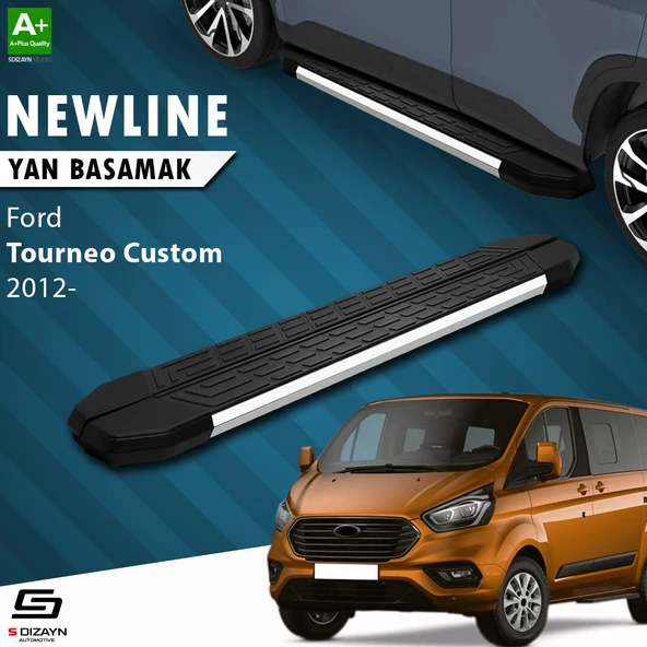 S-Dizayn Ford Tourneo Custom Kısa Şase NewLine Krom Yan Basamak 203 Cm 2012-2023 A+ Kalite ürün görseli 1