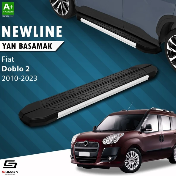 S-Dizayn Fiat Doblo 2 Uzun Şase NewLine Aluminyum Yan Basamak 223 Cm 2015-2023 A+ Kalite ürün görseli 1