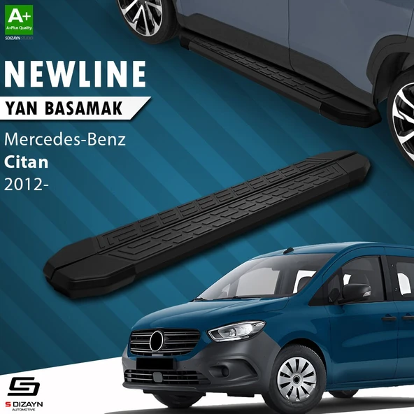 S-Dizayn Mercedes Citan Uzun Şase NewLine Siyah Yan Basamak 223 Cm 2012-2021 A+ Kalite ürün görseli 1