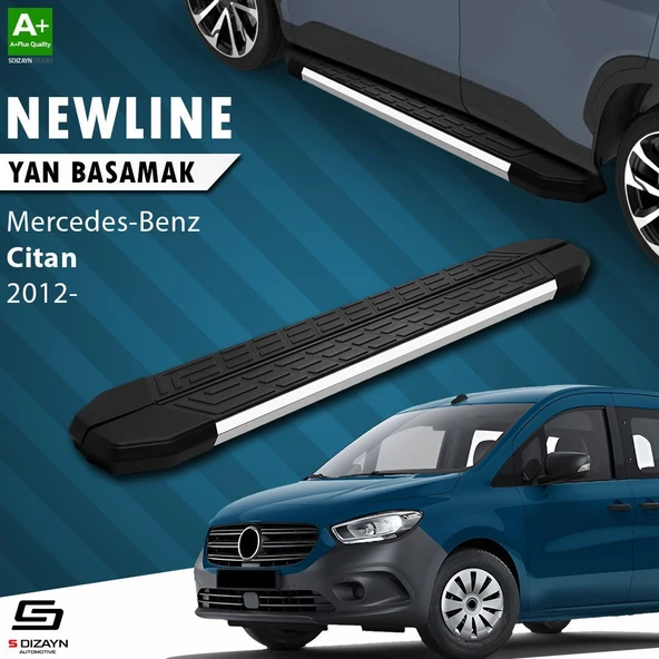 S-Dizayn Mercedes Citan Uzun Şase NewLine Krom Yan Basamak 223 Cm 2012-2021 A+ Kalite ürün görseli 1