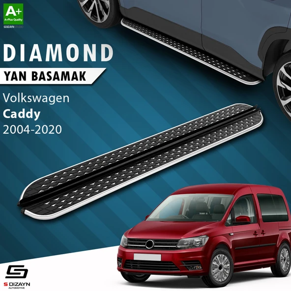 S-Dizayn VW Caddy 3 Uzun Şase Diamond Krom Yan Basamak 223 Cm 2004-2020 A+ Kalite ürün görseli 1