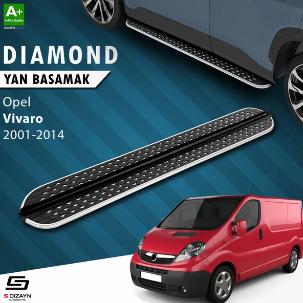S-Dizayn Opel Vivaro A Kısa Şase Diamond Krom Yan Basamak 223 Cm 2001-2014 A+ Kalite ürün görseli 1