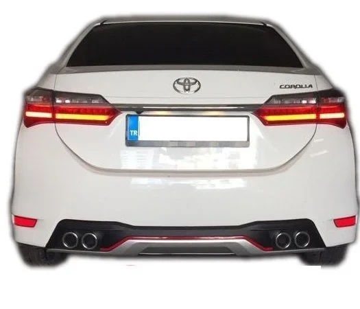 Toyota Corolla Uyumlu Difüzör Egsoz Görünümlü Kırmızı Şeridli Parça ürün görseli 1