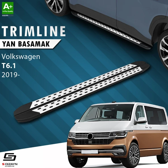 S-Dizayn VW Transporter T6.1 Uzun Şase TrimLine Gri Yan Basamak 255 Cm 2019-2025 ürün görseli 1