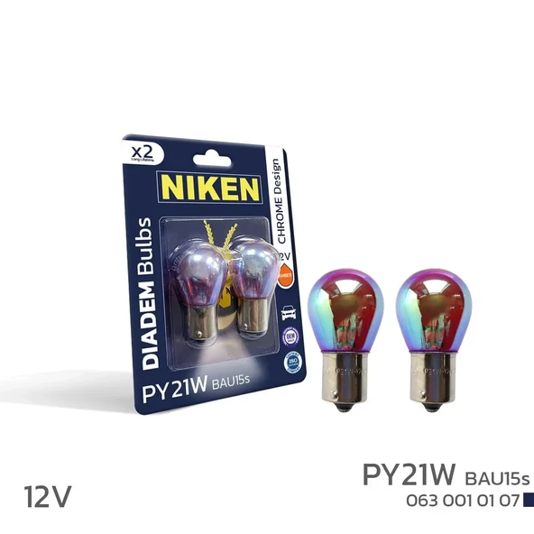 NIKEN 12V 93 DIADEM AMPUL (PY21W) AMBER BAU15s 2Lİ ürün görseli 1