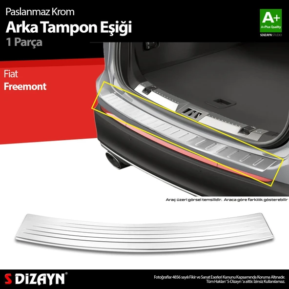 S-Dizayn Fiat Freemont Krom Arka Tampon Eşiği 2012 Üzeri A+ Kalite ürün görseli 1