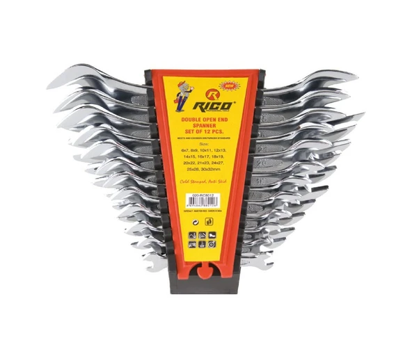 Rico 12 Parça Açık Ağız Düz Anahtar Takımı Seti Kısa Rc8012 ürün görseli 1