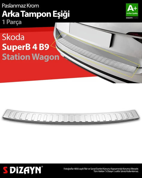 S-Dizayn Skoda SuperB B8 Makyajlı SW Krom Arka Tampon Eşiği 2019-2023 ürün görseli 1