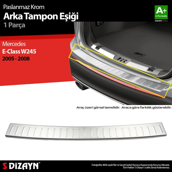 S-Dizayn Mercedes B Class W245 Krom Arka Tampon Eşiği 2005-2008 ürün görseli 1