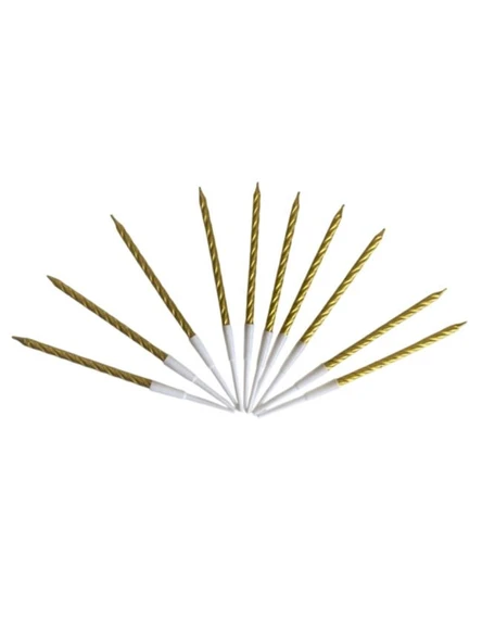 Burgulu Pasta Mumu Altın Renkli  10 Lu 12 cm ürün görseli 1