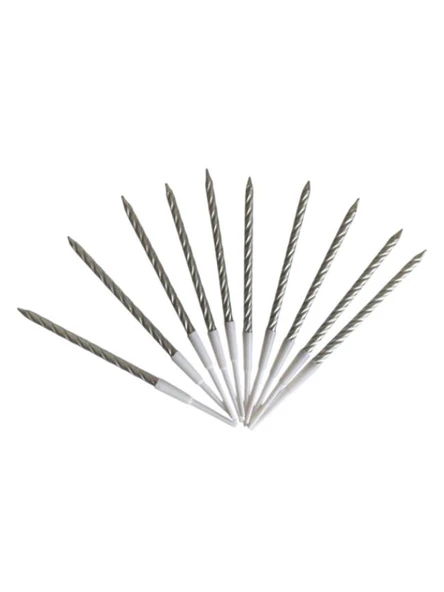 Burgulu Pasta Mumu Gümüş Renkli  10 Lu 12 cm ürün görseli 1