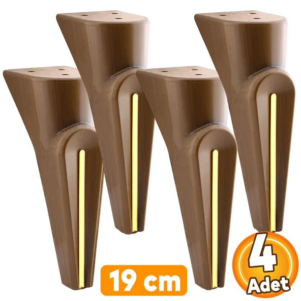 (4 ADET) Nota Ceviz 19 Cm Mobilya Kanepe Tv Ünitesi Koltuk Ayağı Ayakları Ahşap Desenli ürün görseli 1