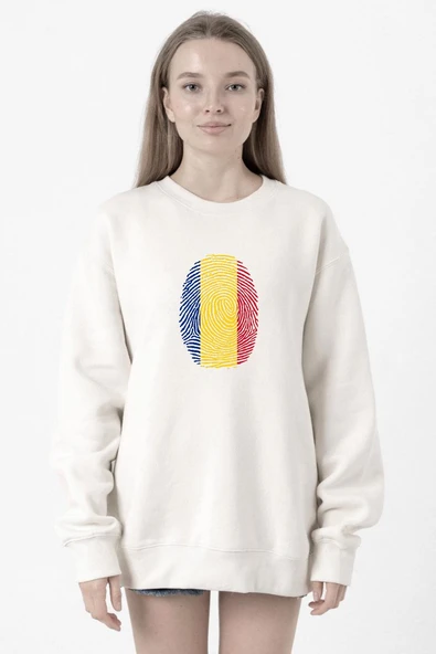 Romania Fingerprint Beyaz Kadın 2ip Sweatshirt ürün görseli 1