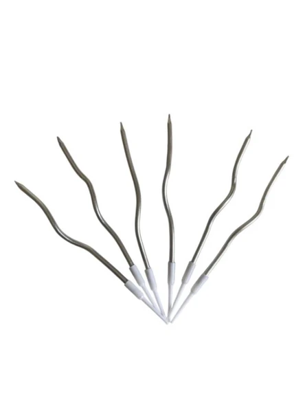 Eğik Pasta Mumu Gümüş Renkli  6 lı 14 cm ürün görseli 1