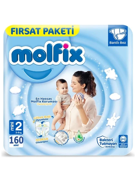 Molfix Bebek Bezi Beden:2 3-6 Kg Mini 160 Adet ürün görseli 1