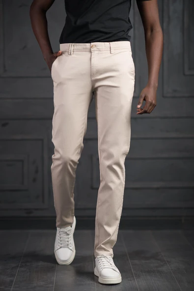 Slimfit Küçük Armürlü Yazlık Pamuklu Gabardin  Pantolon ürün görseli 1