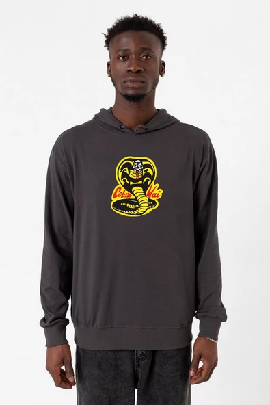 Cobra Kai Logo Füme Erkek 2ip Kapşonlu ürün görseli 1