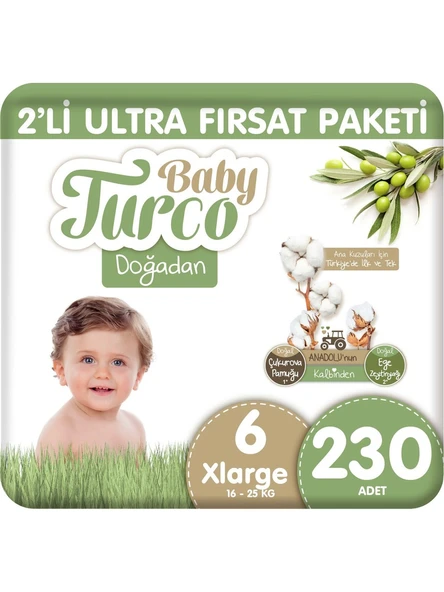 Baby Turco Doğadan 6 Numara XLarge 230'lu Bebek Bezi ürün görseli 1