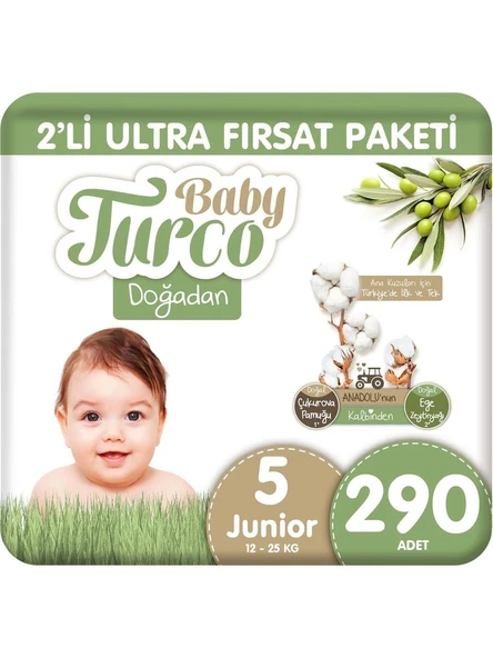 Baby Turco Doğadan 5 Numara Junior 290'lı Bebek Bezi ürün görseli 1