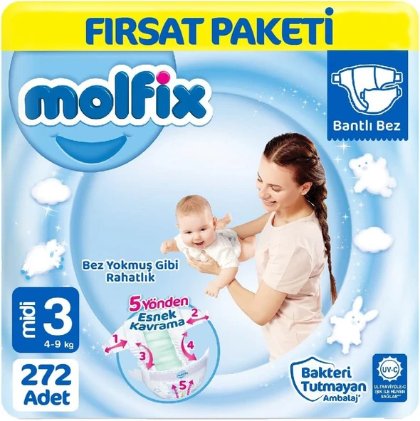 Molfix 3 Numara Midi 272'li Bebek Bezi ürün görseli 1