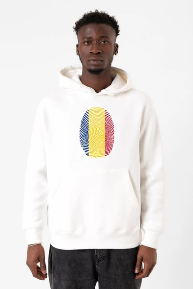 Romania Fingerprint Beyaz Erkek 3ip Kapşonlu Sweatshirt ürün görseli 1
