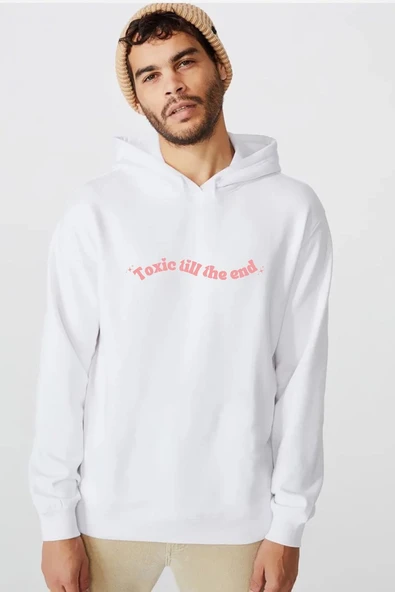 Rose Toxic Till The End Beyaz Erkek 3ip Kapşonlu  Sweatshirt ürün görseli 1