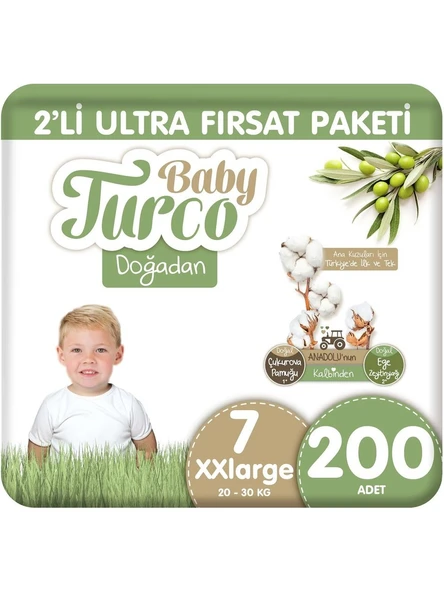 Baby Turco Doğadan 7 Numara XX Large 200'lü Bebek Bezi ürün görseli 1