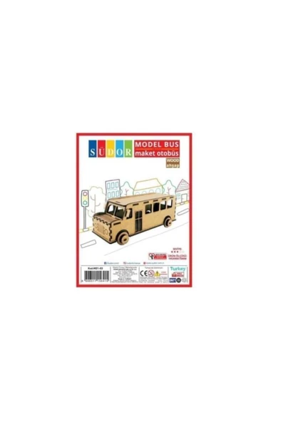 Südor Ahşap Maket Otobüs Ürün Ölçüsü 195x90x75 Mm Kod: Md1-03 ürün görseli 1