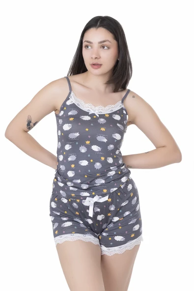 Looksense Kadın Dantelli Şortlu Pijama Takım 03010 ürün görseli 1