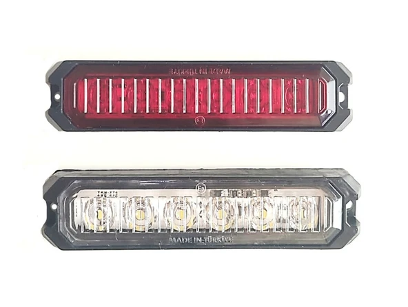 2 Adet 6 Ledli Kırmızı-beyaz Çakar Lamba 12-24 Volt ürün görseli 1