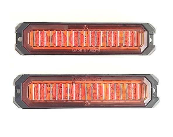 2 Adet 6 Ledli Turuncu-Turuncu Çakar Lamba 12-24 Volt ürün görseli 1