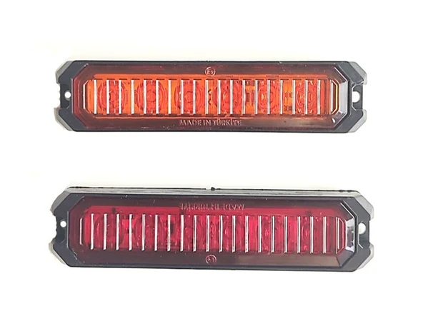 2 Adet 6 Ledli Turuncu-kırmızı Çakar Lamba 12-24 Volt ürün görseli 1