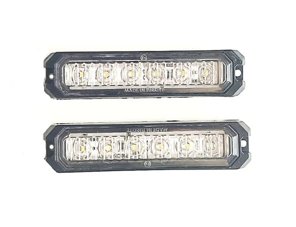 2 Adet 6 Ledli Beyaz-Beyaz Çakar Lamba 12-24 Volt ürün görseli 1