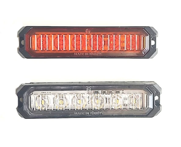 2 Adet 6 Ledli Turuncu-beyaz Çakar Lamba 12-24 Volt ürün görseli 1
