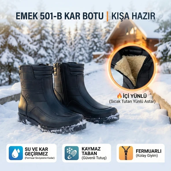Emek - 501-B | Erkek İçi Yünlü Kar Botu | Su ve Kar Geçirmez ürün görseli 1